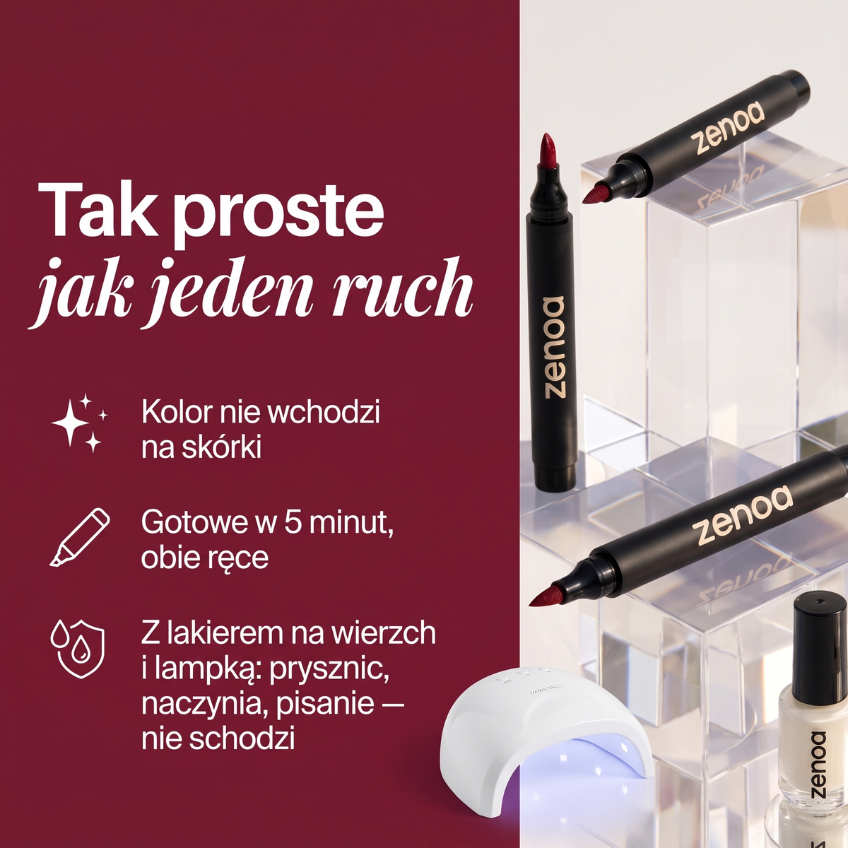 Zenōa Nail Pen — koniec z zalanymi skórkami i krzywą lewą ręką